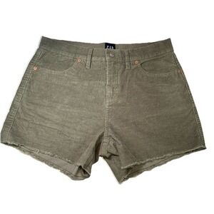 Gap Corduroy Cut Off Shorts Womens 6 Olive Green Raw Hem Stretch Pockets Zip Up